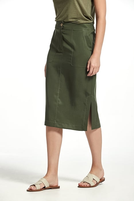 LYOCELL ARMO SKIRT KAKI STITCHES CAMEL 1