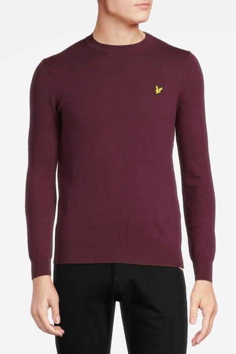 COTTON MERINO CREW NECK JUMPER BURGUNDY 1
