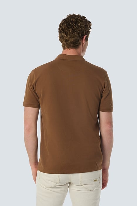POLO ZIP PIQUE GARMENT DYED STRETCH BROWN 2