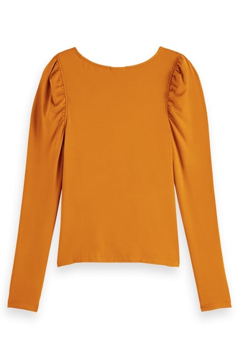 GATHERED FRONT LONG SLEEVED TOP CINNAMON SPICE 5