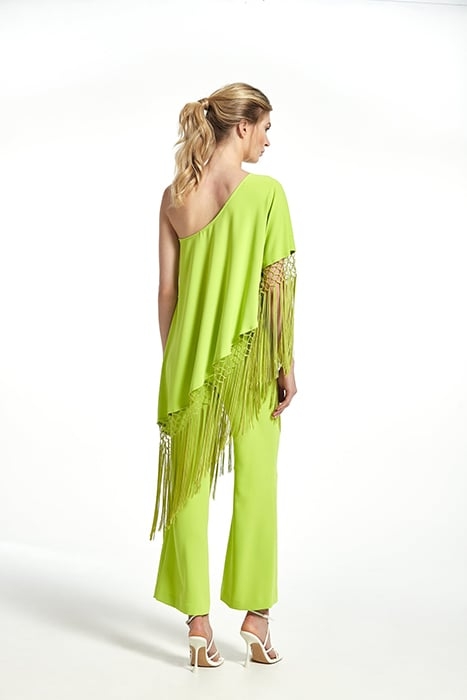 CREPE FABRIC TUNOL TROUSERS GREEN FLUOR 2