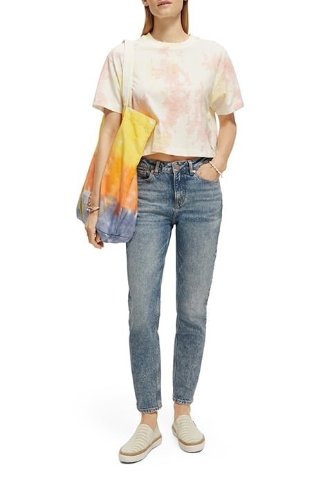 TIE DYE CROPPED LOOSE FIT T-SHIRT IN ORGANIC COTTON BLUSH PE 3
