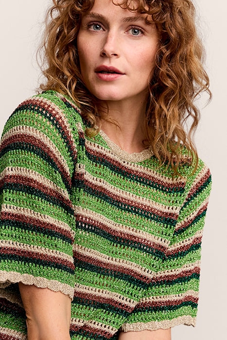 SHORT SLEEVE SWEATER LUREX STRIPE KNIT MULTICOLOUR 4