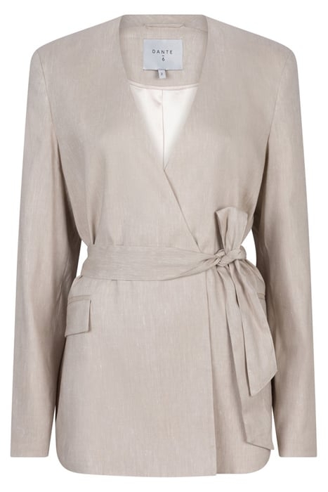 SERA BELTED LINEN BLAZER WHISPER CHALK 3