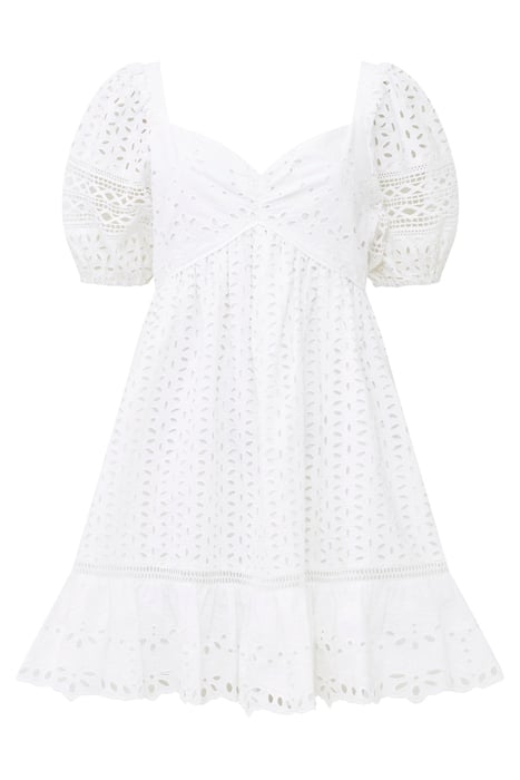 FRENCH CONNECTION ALISSA COTTON BRODERIE DRESS LINEN WHITE 3