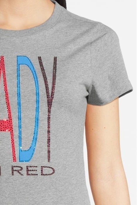 SLIM FIT T-SHIRT WITH PRINT "LADY" ORGANIC PEBBLE GREY 4