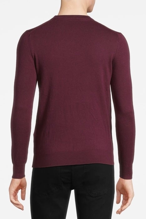 COTTON MERINO CREW NECK JUMPER BURGUNDY 2