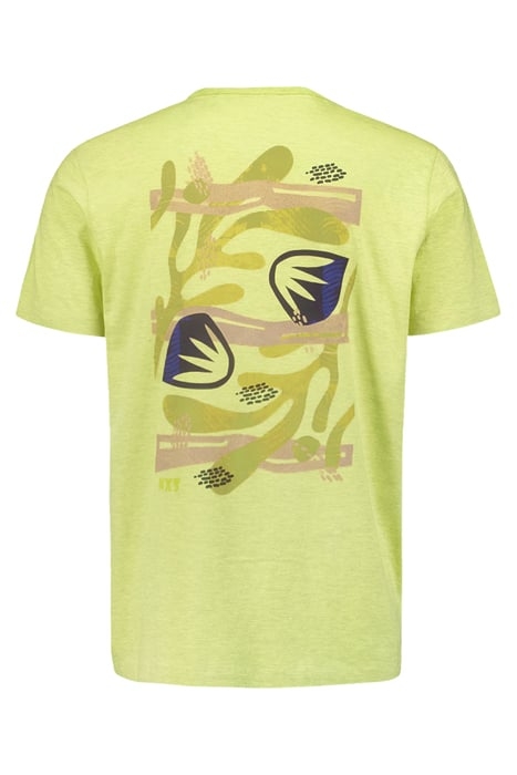 T-SHIRT CREWNECK PLACED PRINTS GARMENT DYED MELANGE LIME 5