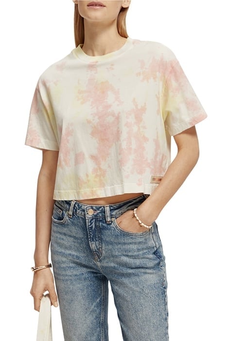 TIE DYE CROPPED LOOSE FIT T-SHIRT IN ORGANIC COTTON BLUSH PE 1