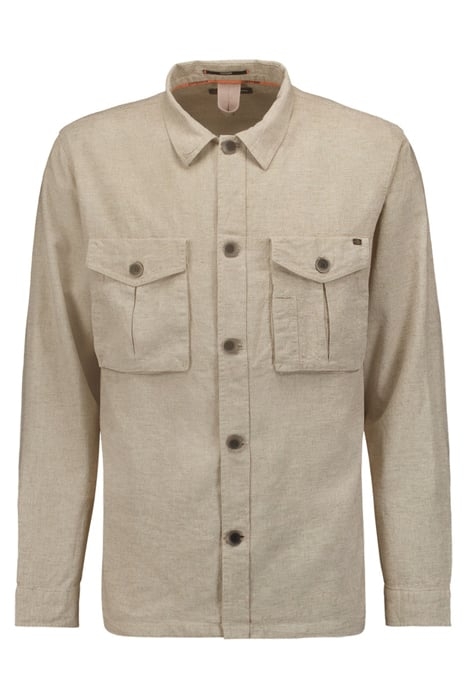 OVERSHIRT BUTTON CLOSURE WITH LINEN MELANGE KHAKI 1