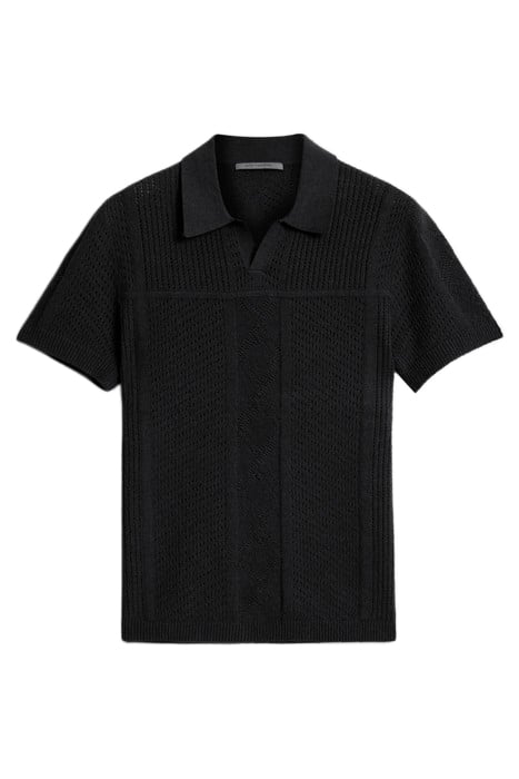 THEO SS POINTELLE SWEATER POLO BLACK 2