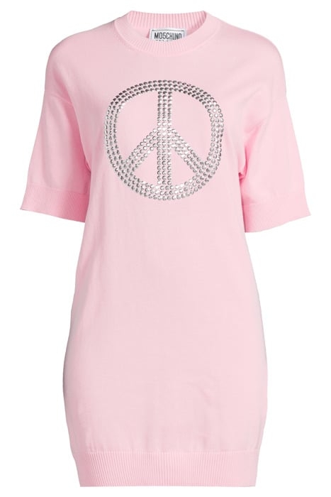 PEACE SYMBOL KNITTED DRESS PINK 3