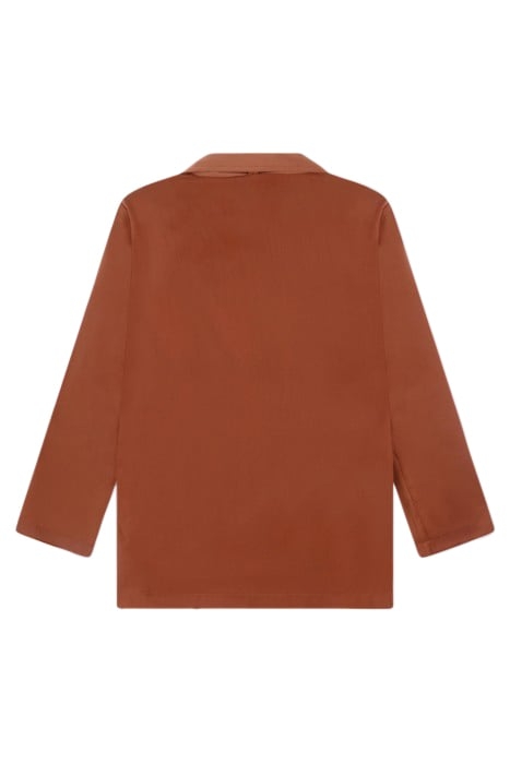 DOUBLE BREASTED SATIN BLAZER SADDLE BROWN 4