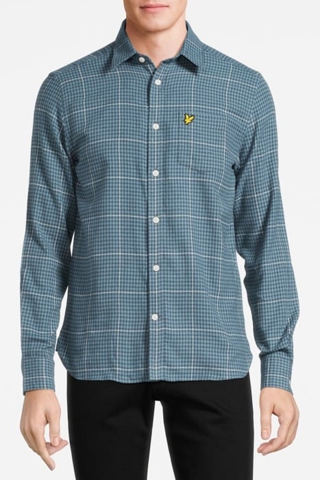 HOUNDSTOOTH CHECK FLANNEL SHIRT MIST BLUE 1