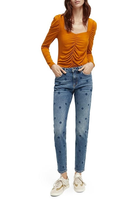 GATHERED FRONT LONG SLEEVED TOP CINNAMON SPICE 3