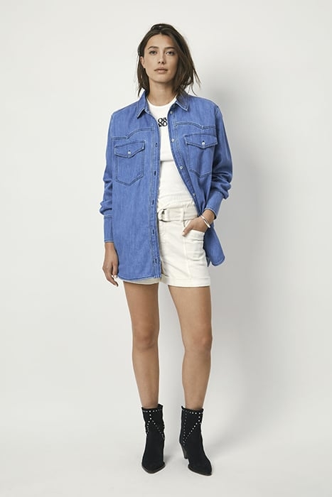 CLOVER DENIM TRUCKER SHIRT STONE BLUE 1