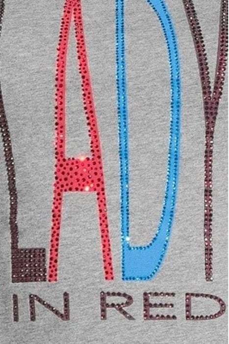 SLIM FIT T-SHIRT WITH PRINT "LADY" ORGANIC PEBBLE GREY 5