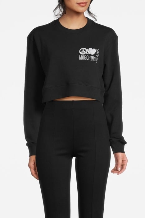 PEACE & LOVE LOGO CROPPED SWEATSHIRT BLACK 1