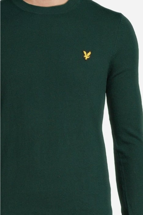 COTTON MERINO CREW NECK JUMPER DARK GREEN 4