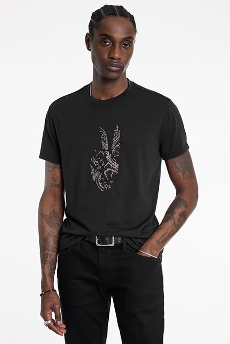 SS CREW TEE - PEACE EMBROIDERY BLACK 1