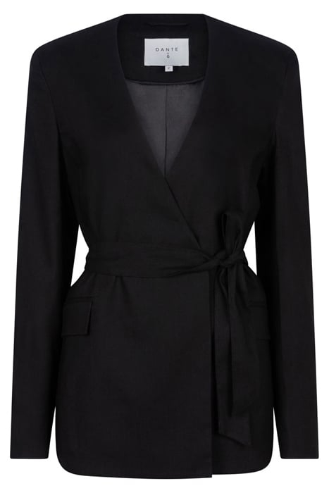 SERA BELTED LINEN BLAZER RAVEN 4