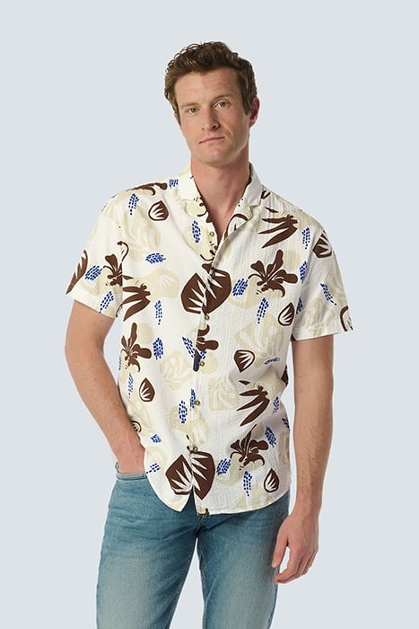 SHIRT SHORT SLEEVE RESORT COLLAR ALLOVER PRINTED RELIEF WHIT 1