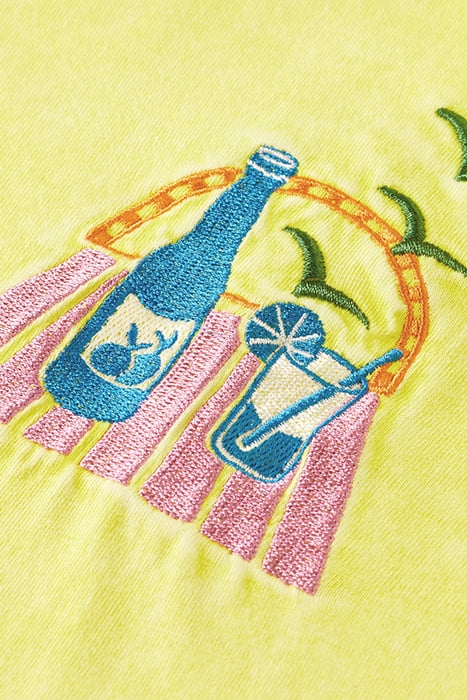 WASHED TEE WITH DOUBLE COLLAR DETAIL BANANA 7