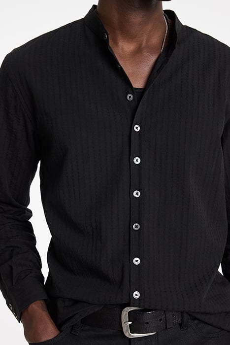 MULTI BUTTON BAND COLLAR SHIRT BLACK 3