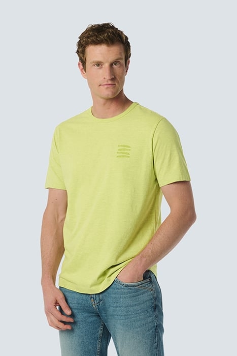 T-SHIRT CREWNECK PLACED PRINTS GARMENT DYED MELANGE LIME 1