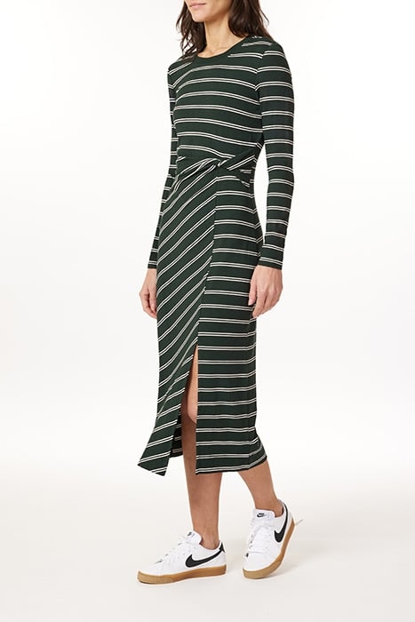 LS KNIT DRESS SCARAB/BLACK/WHITE STRIPE 5