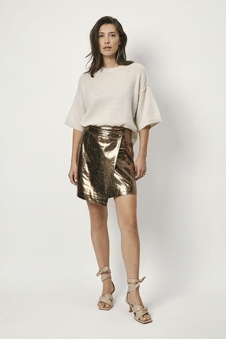 MEADOW METALIC LEATHER SKIRT BLUSHING BEIGE 1