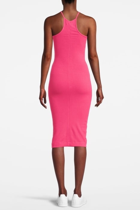 LOGO PATCH RIBBED COTTON DRESS PINK 2