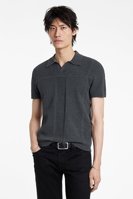THEO SS POINTELLE SWEATER POLO IRON GREY 1