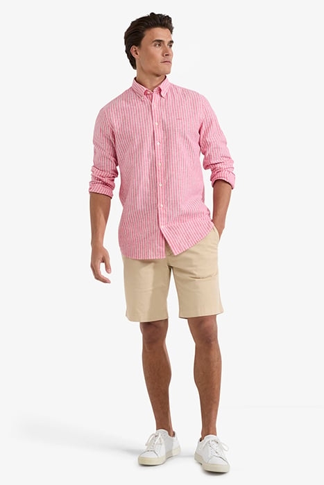 COTTON LINEN STRIPE SHIRT RED 2