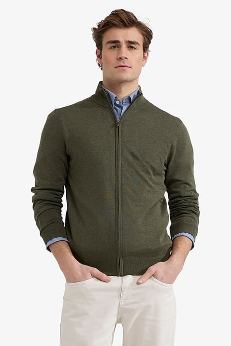 ZIP THRU CARDIGAN OLIVE 1