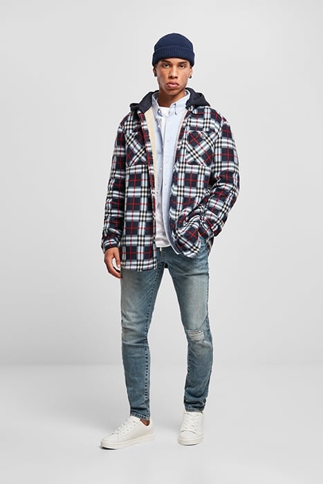 HOODED POLAR FLEECE OVERSHIRT MIDNIGHTNAVY/RED 3