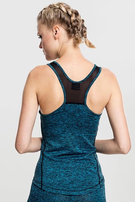 LADIES ACTIVE MELANGE TRAININGS TOP TURQUOISE/BLACK/BLACK 2