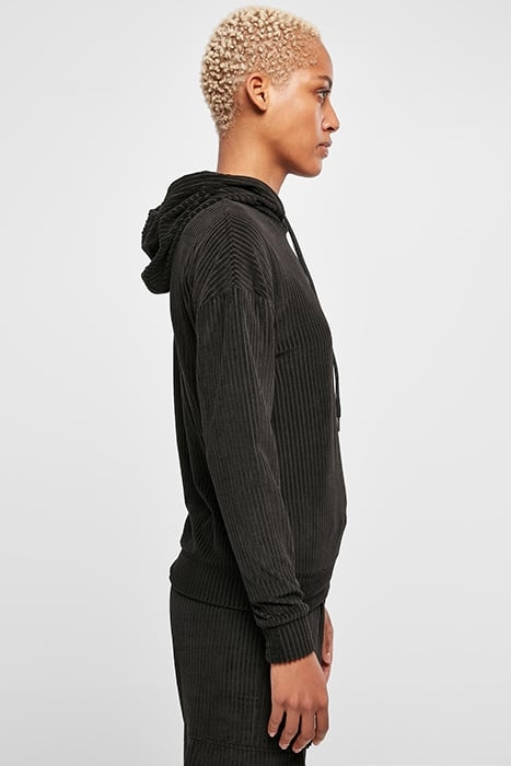 LADIES VELVET RIB HOODY BLACK 7