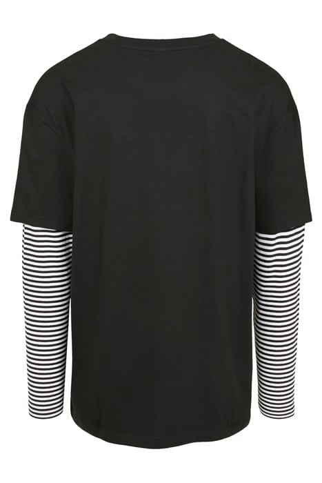 OVERSIZED DOUBLE LAYER STRIPED LS TEE BLACK 5