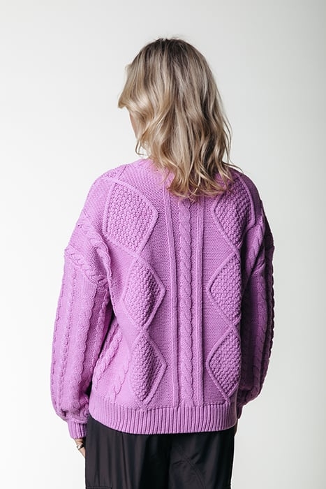 OLIVIA CABLE KNITWEAR SWEATER VIOLET PINK 2