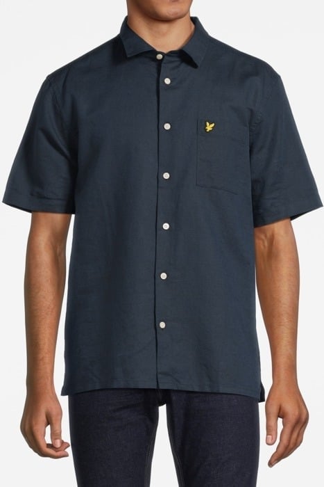 COTTON LINEN SHORT SLEEVE SHIRT DARK NAVY 1