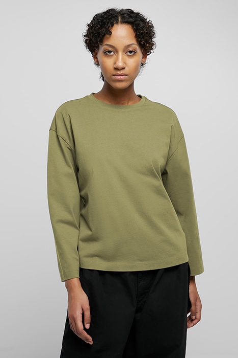 LADIES ORGANIC OVERSIZED LONGSLEEVE TINIOLIVE 1