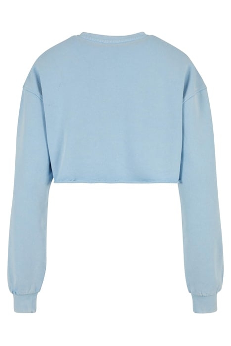 LADIES CROPPED FLOWER EMBROIDERY TERRY CREWNECK BALTICBLUE 5