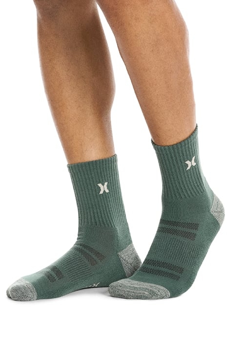 6PK MENS 1/2 TERRY HI QTR CREW BLUE / TAN 7