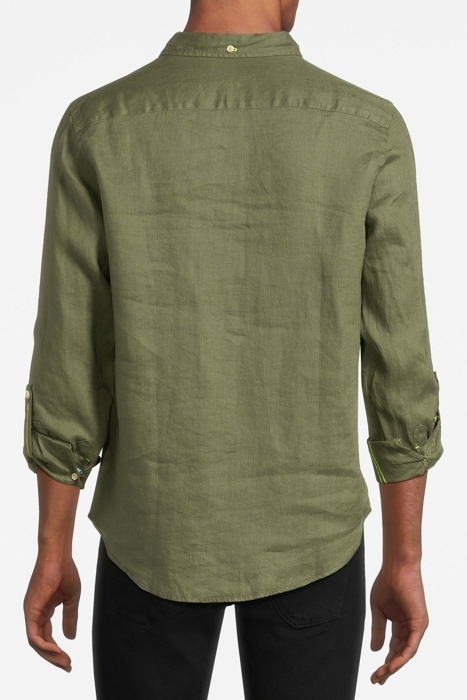 LINEN SHIRT WITH SLEEVE ROLL-UP ARMY 2