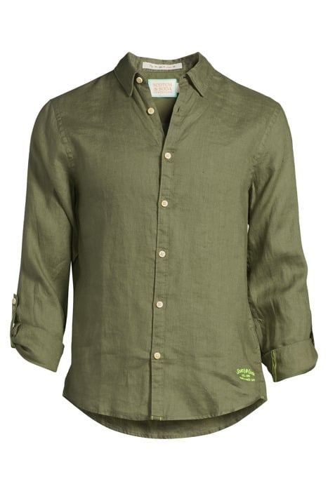 LINEN SHIRT WITH SLEEVE ROLL-UP ARMY 3