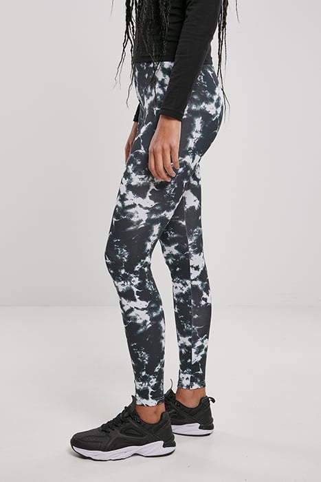 LADIES TIE DYE LEGGINGS BLACK/WHITE 6