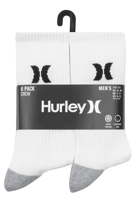 6PK MENS 1/2 TERRY CREW WHITE/BLACK 2