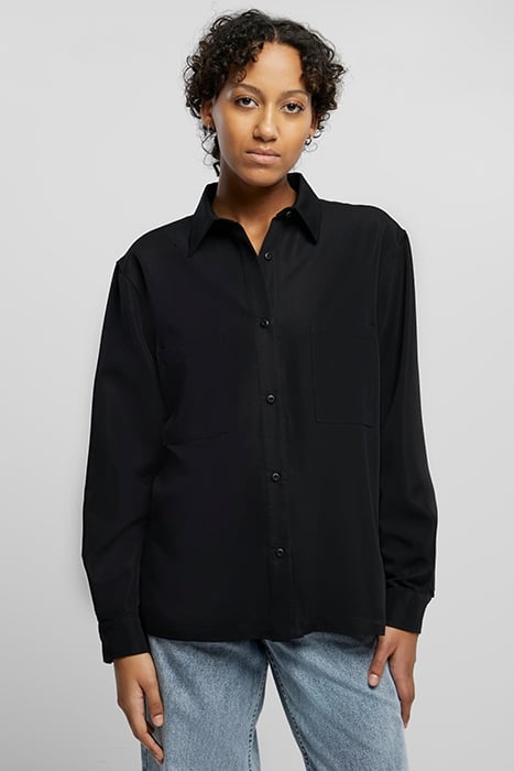 LADIES OVERSIZED TWILL SHIRT BLACK 1