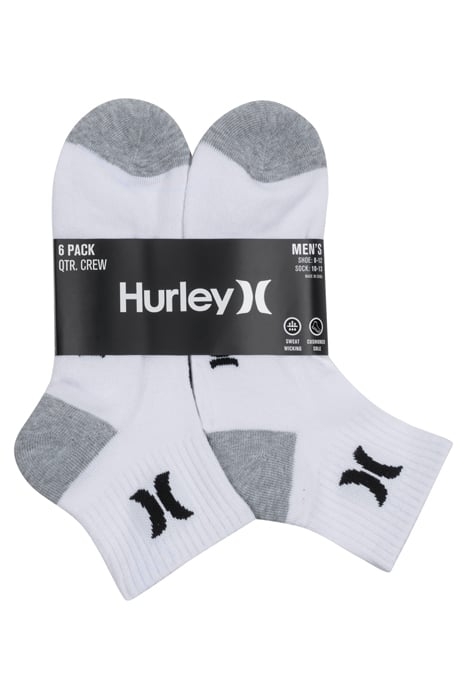 6PK MENS 1/2 TERRY QTR CREW WHITE/BLACK 3